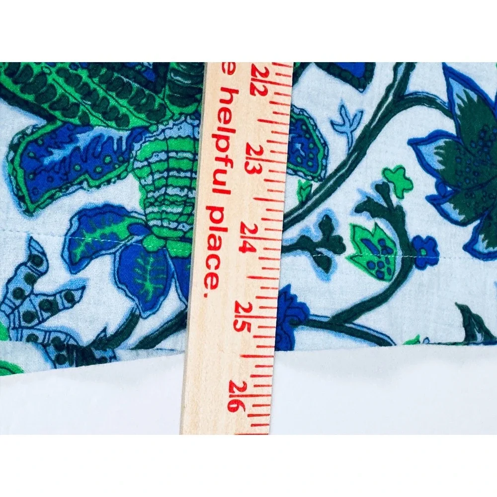 Talbots Aqua Club Cover Up Top XL Blue Green Floral Cotton Popover Swim Resort